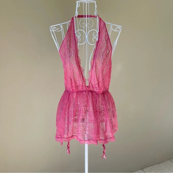 Victoria’s Secret Pink Mesh Racerback Negligee Garters M - Picture 1 of 8